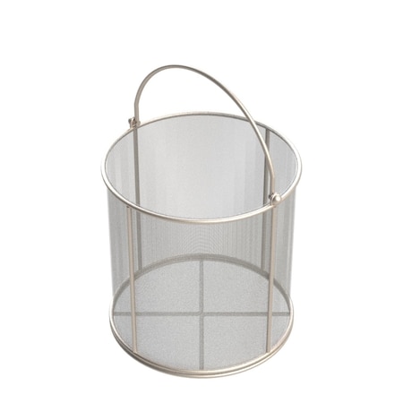 Round Wire Mesh Basket: 8Dia. X 8H, 304 SS, 3/16 Rod Frame, Mesh: 30 X .012